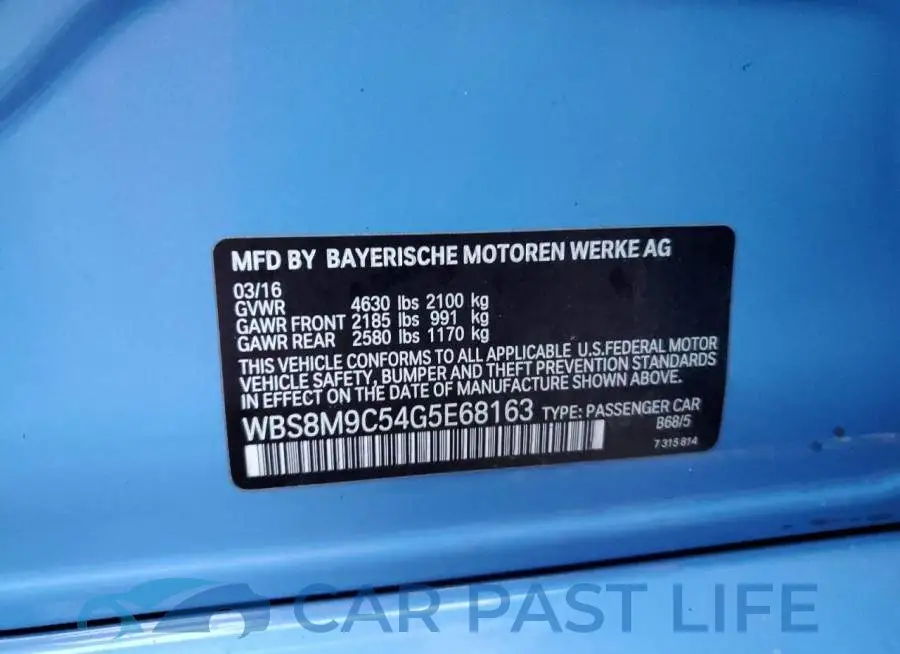 WBS8M9C54G5E68163# 12