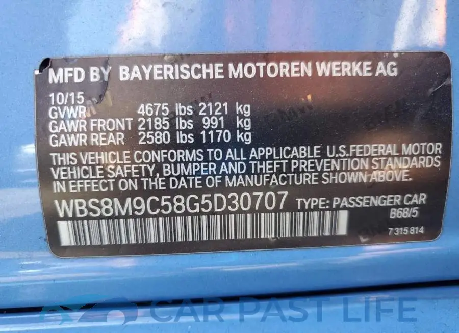 WBS8M9C58G5D30707# 12