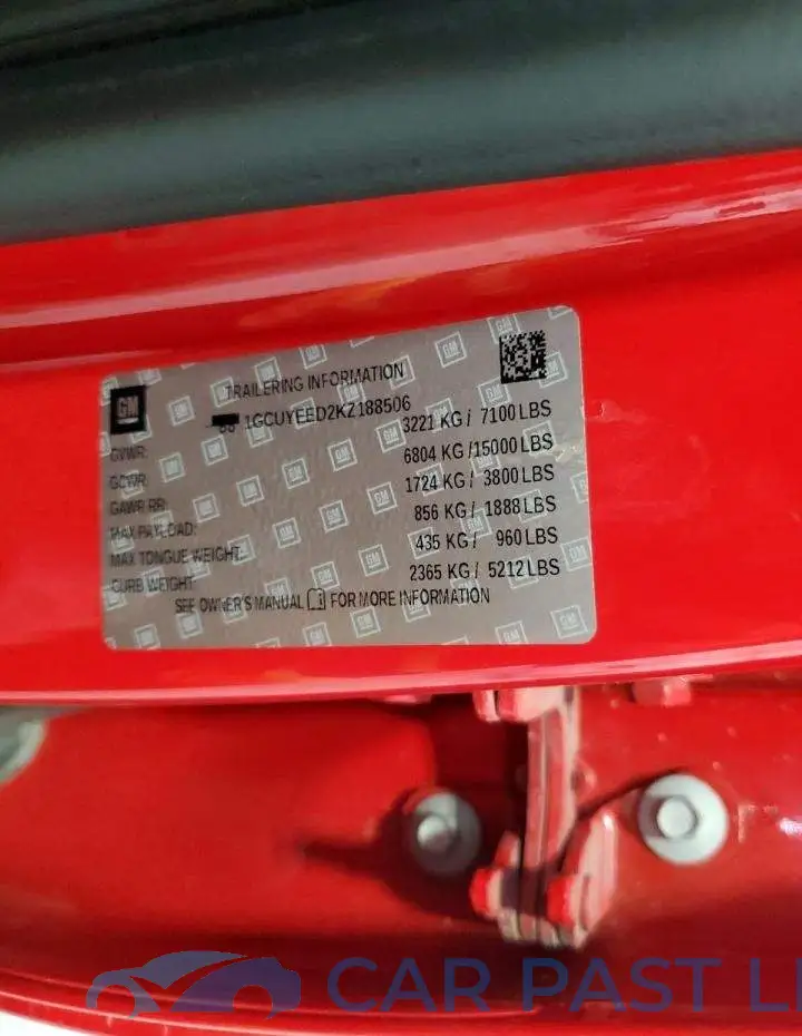 1GCUYEED2KZ188506# 12