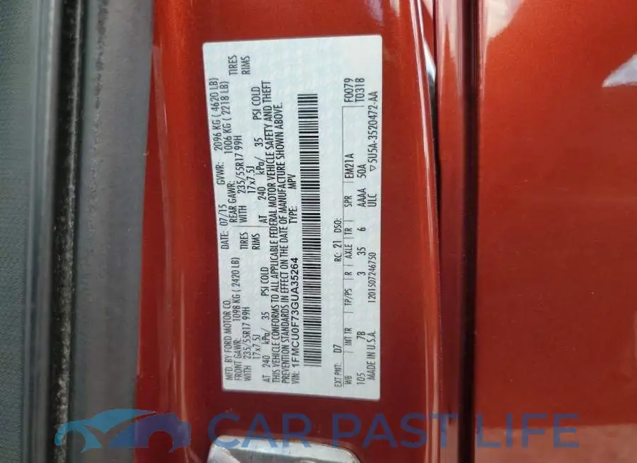 1FMCU0F73GUA35264# 14