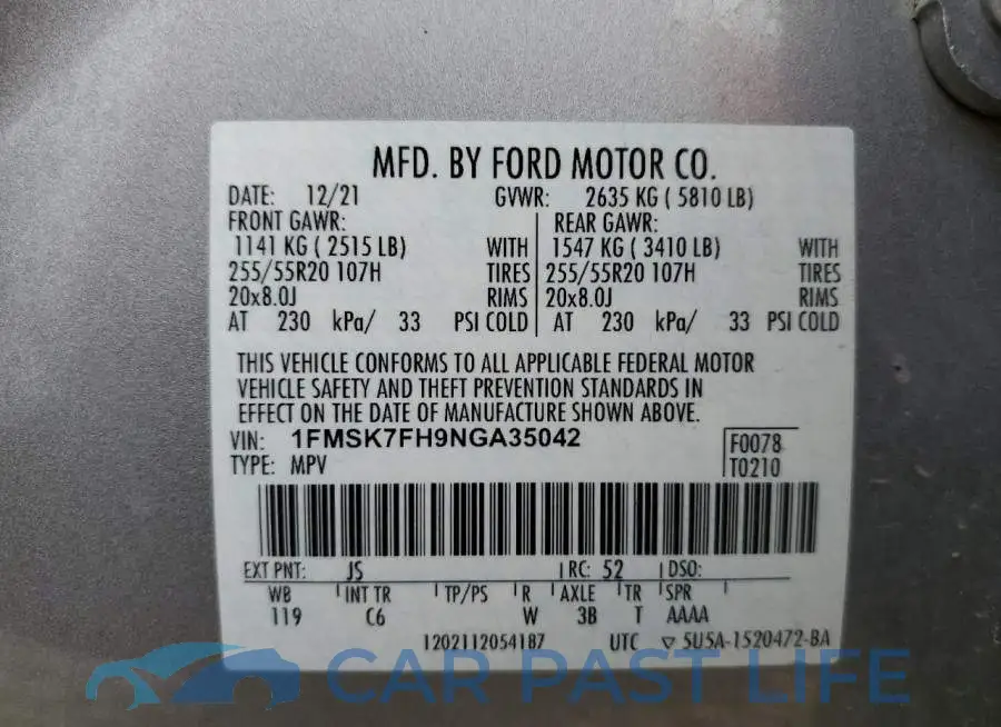 1FMSK7FH9NGA35042# 13