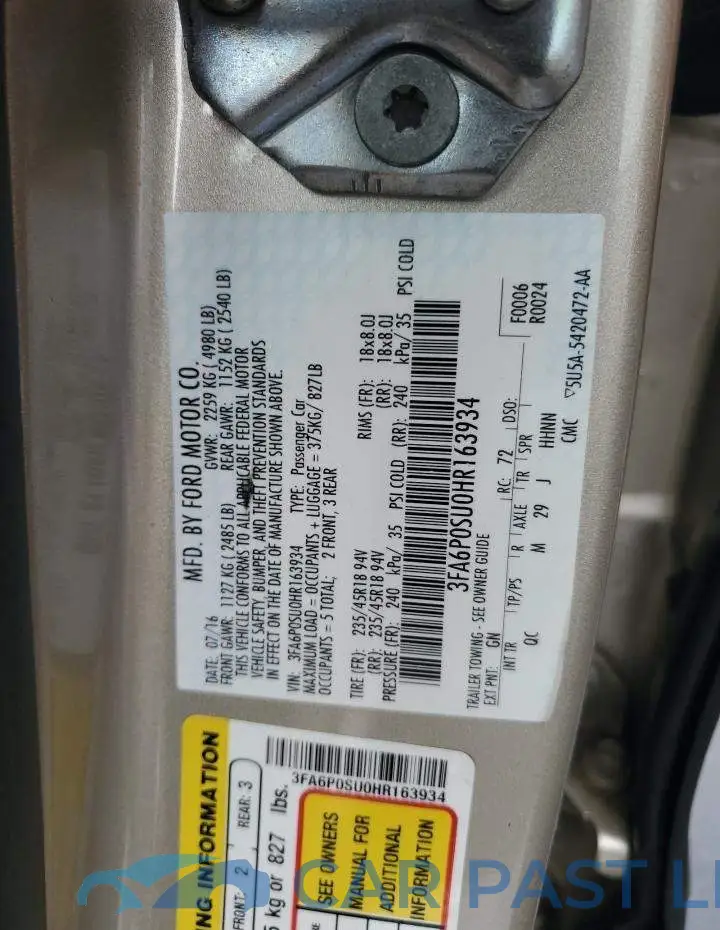 3FA6P0SU0HR163934# 12