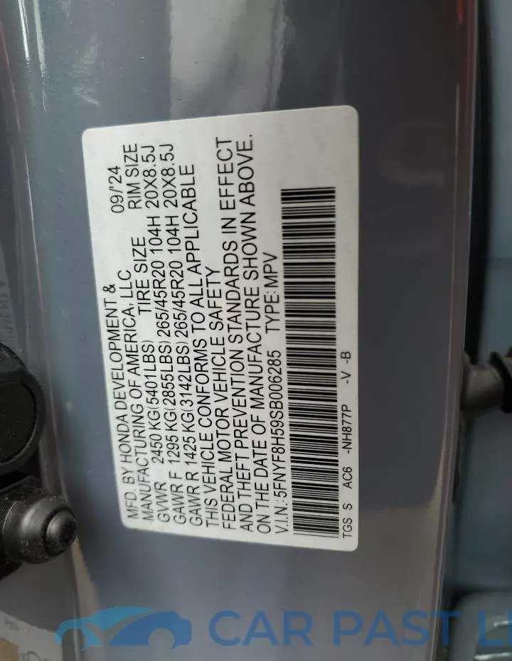 5FNYF8H59SB006285# 13