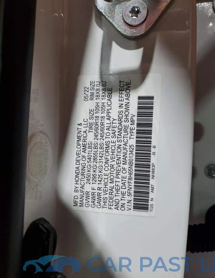 5FNYF8H65NB013425# 13