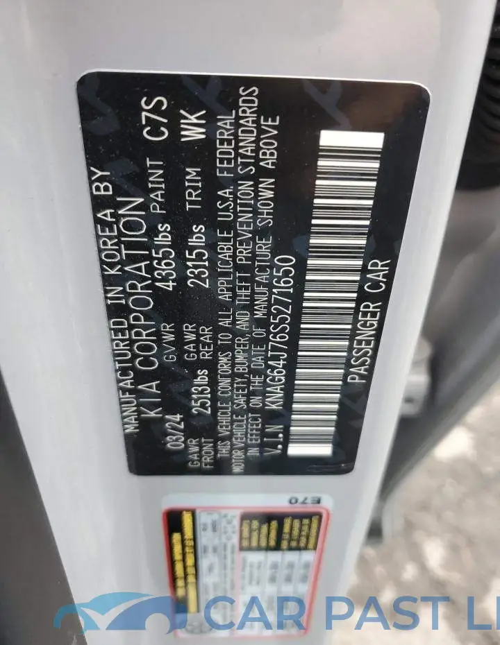 KNAG64J76S5271650# 12