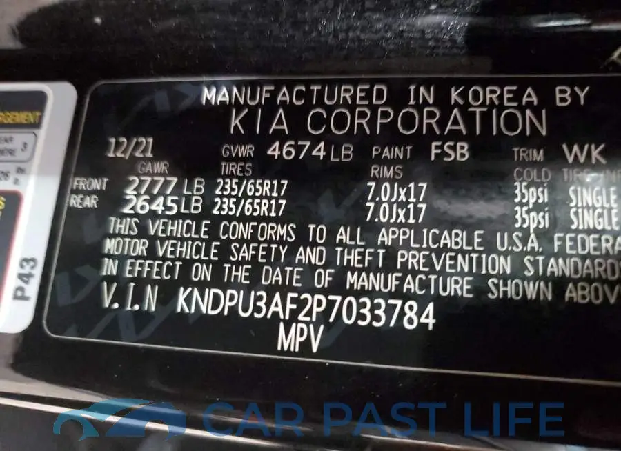 KNDPU3AF2P7033784# 13