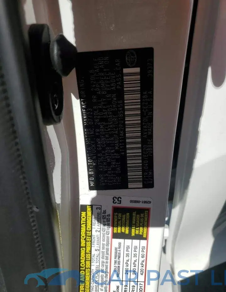 4T1T11AK2PU185456# 12