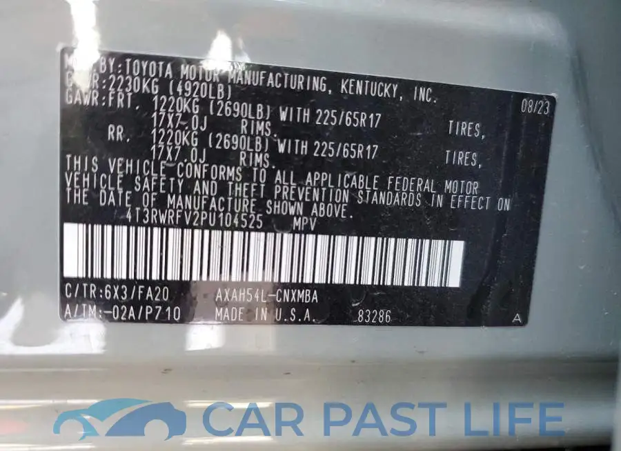 4T3RWRFV2PU104525# 13