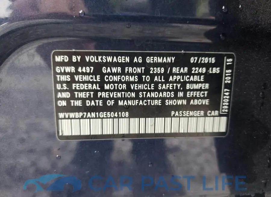 WVWBP7AN1GE504108# 12