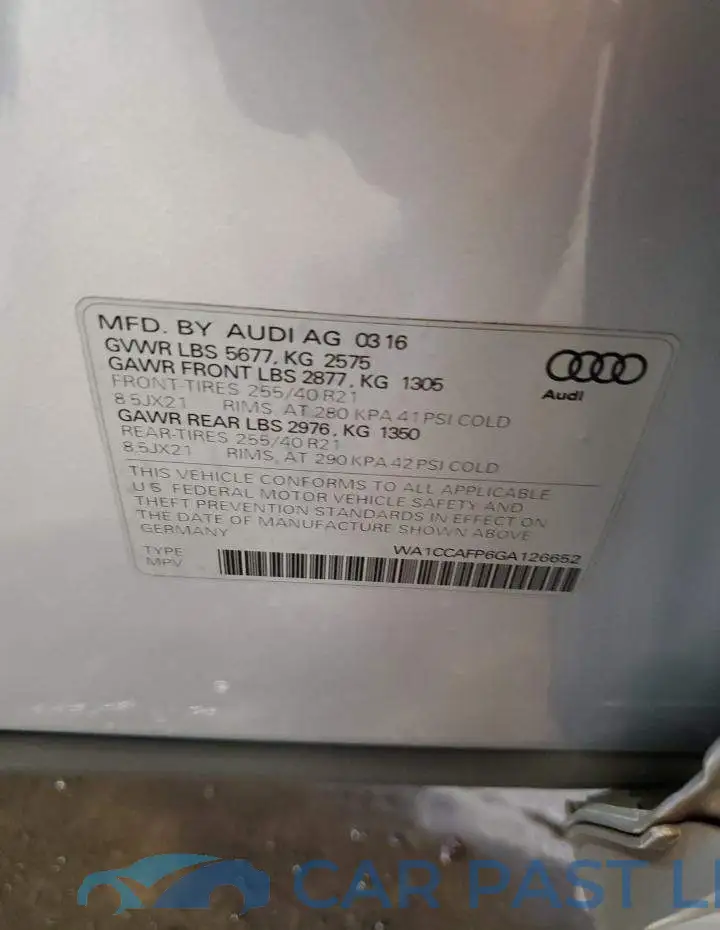 WA1CCAFP6GA126652# 14