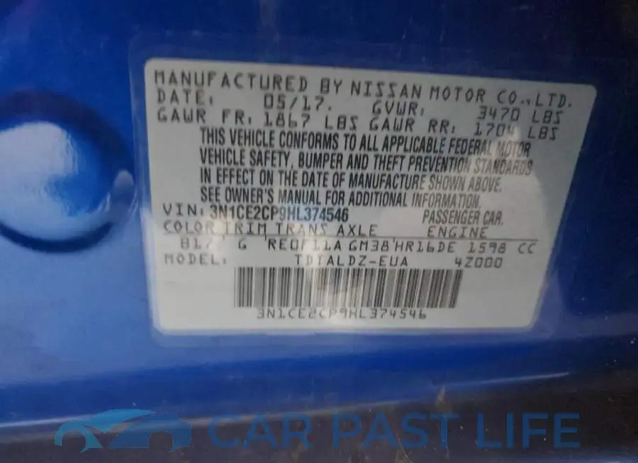 3N1CE2CP9HL374546# 12