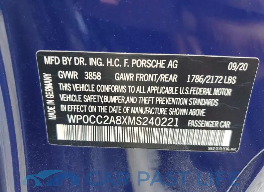WP0CC2A8XMS240221# 12
