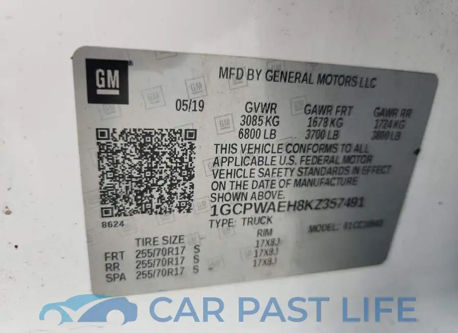 1GCPWAEH8KZ357491# 12