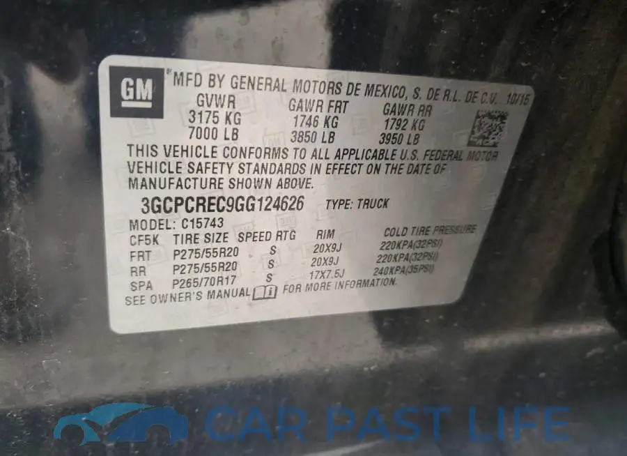 3GCPCREC9GG124626# 13