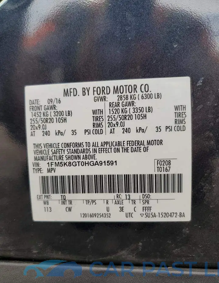 1FM5K8GT0HGA91591# 14