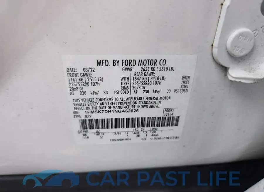 1FMSK7DH1NGA62626# 14