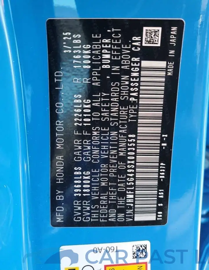 JHMFL5G49SX003558# 12