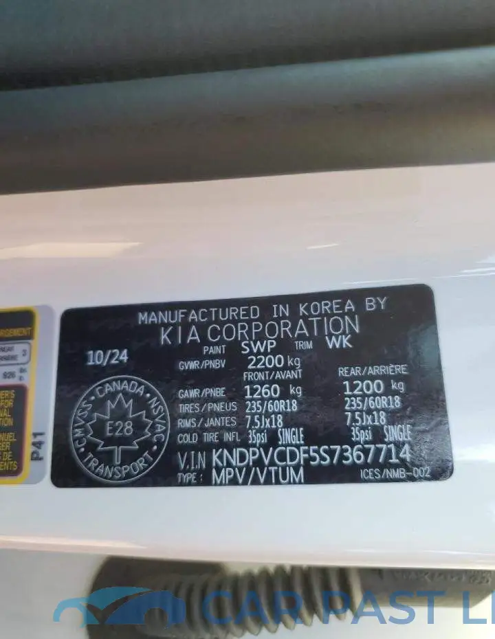 KNDPVCDF5S7367714# 14