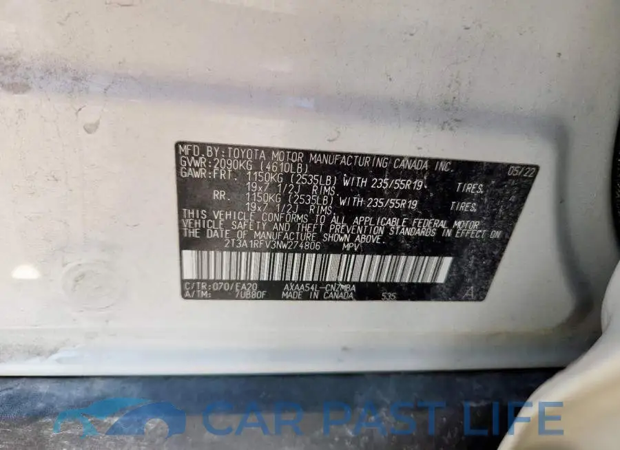 2T3A1RFV3NW274806# 13