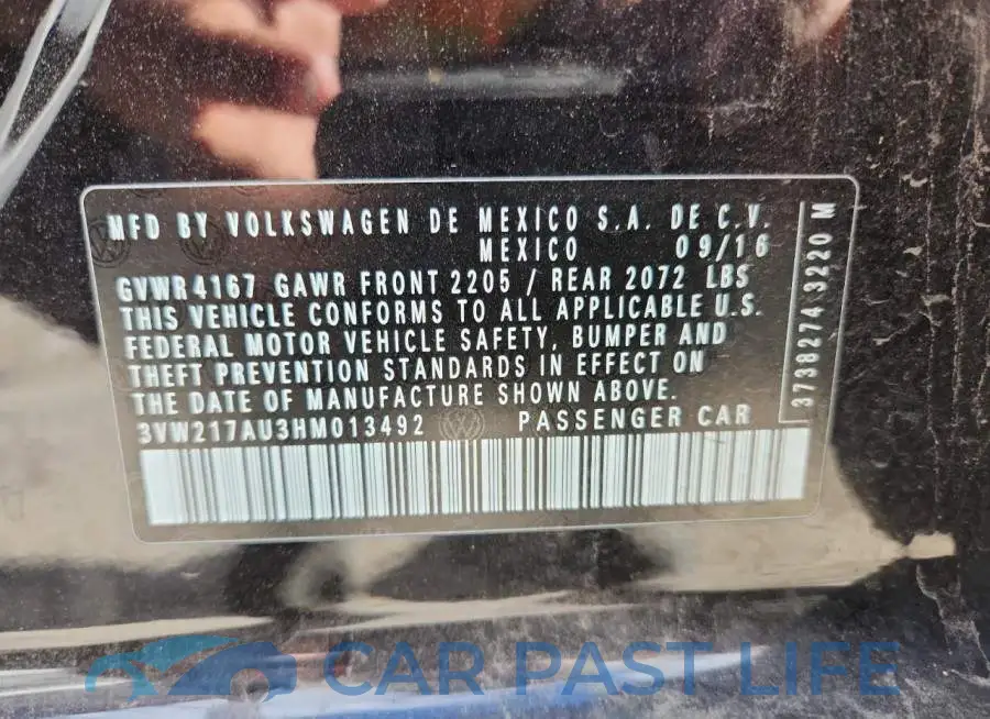 3VW217AU3HM013492# 12