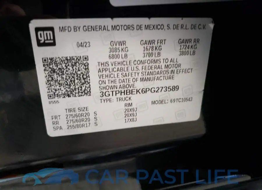 3GTPHBEK6PG273589# 12