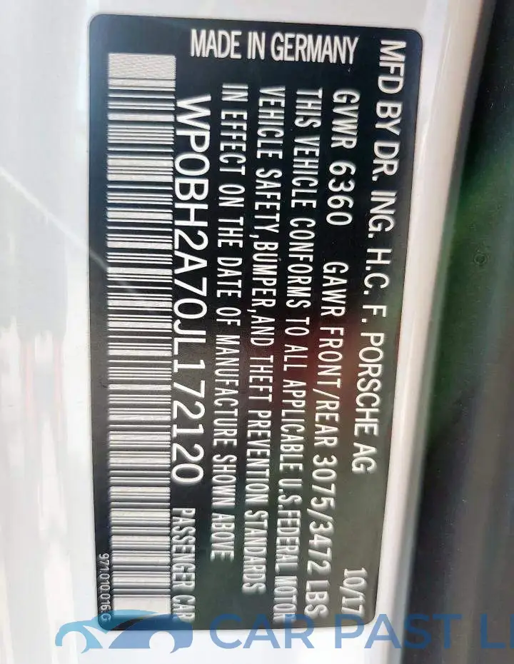 WP0BH2A70JL172120# 12