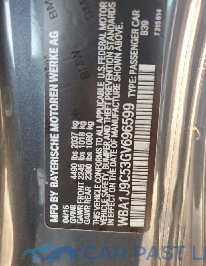WBA1J9C53GV696599# 12