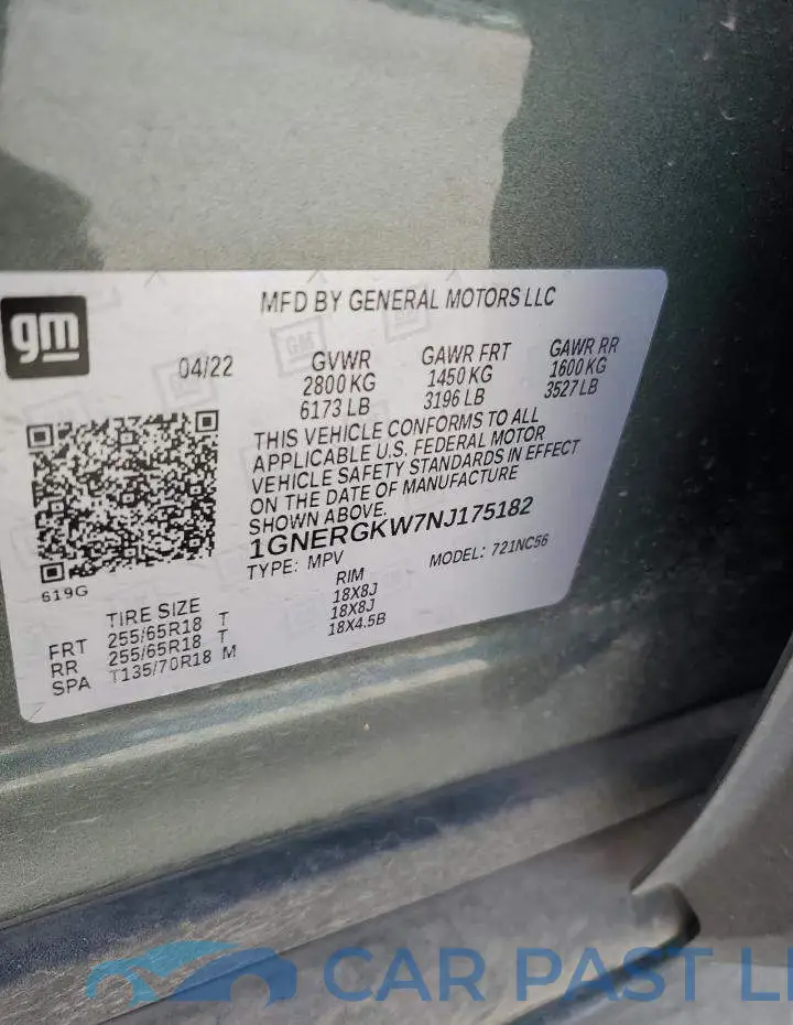 1GNERGKW7NJ175182# 14