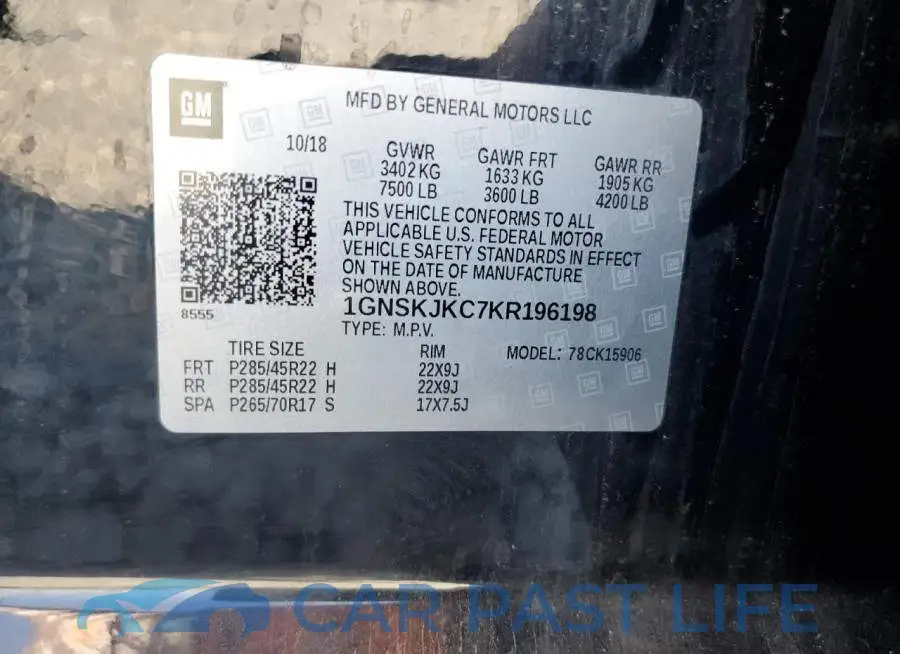 1GNSKJKC7KR196198# 13