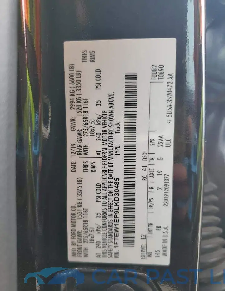 1FTEW1EP9LKD30485# 12