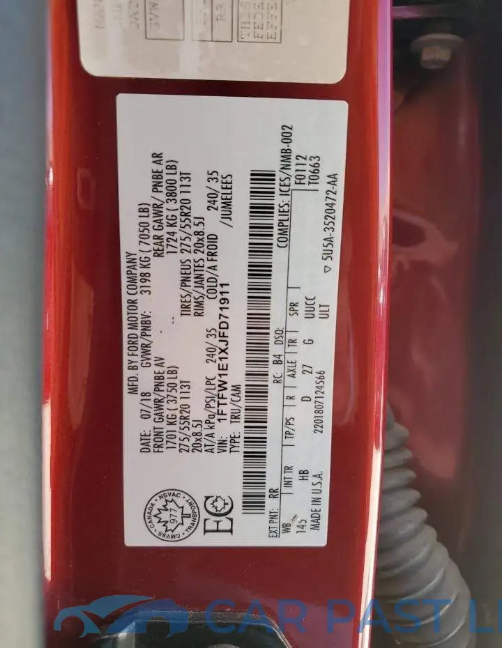 1FTFW1E1XJFD71911# 12