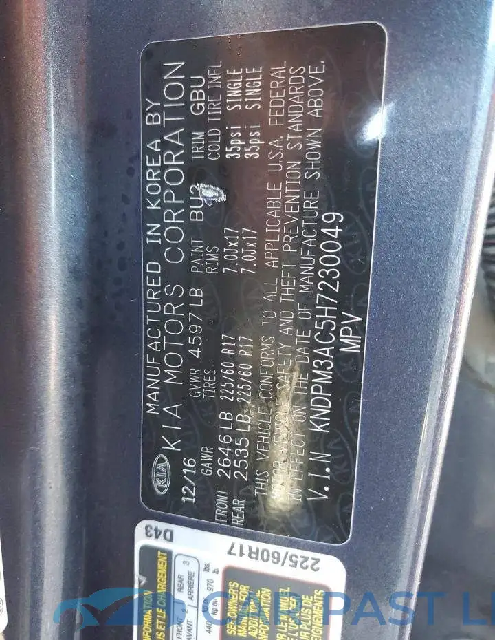 KNDPM3AC5H7230049# 12