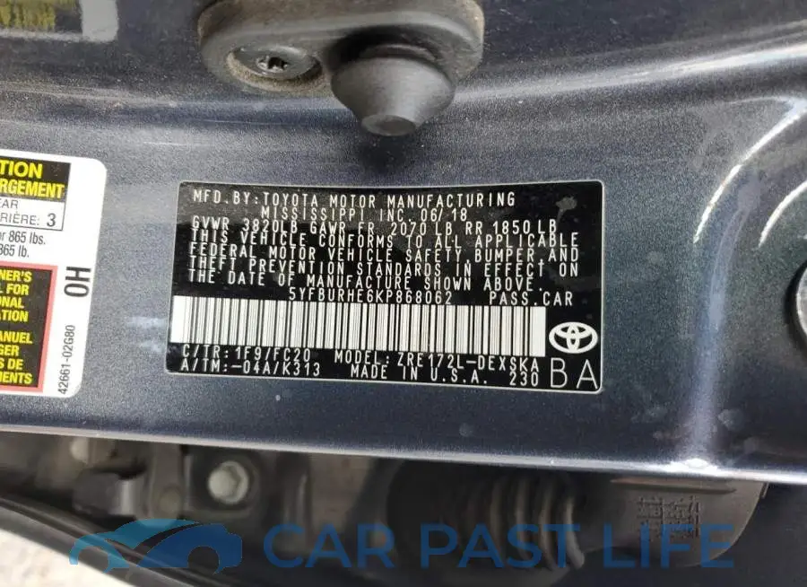 5YFBURHE6KP868062# 12