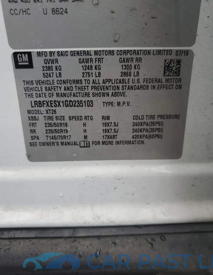 LRBFXESX1GD235103# 13