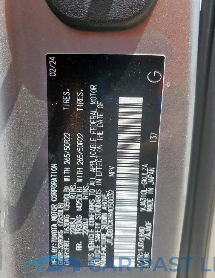 JTJGB7CX1R4050032# 14