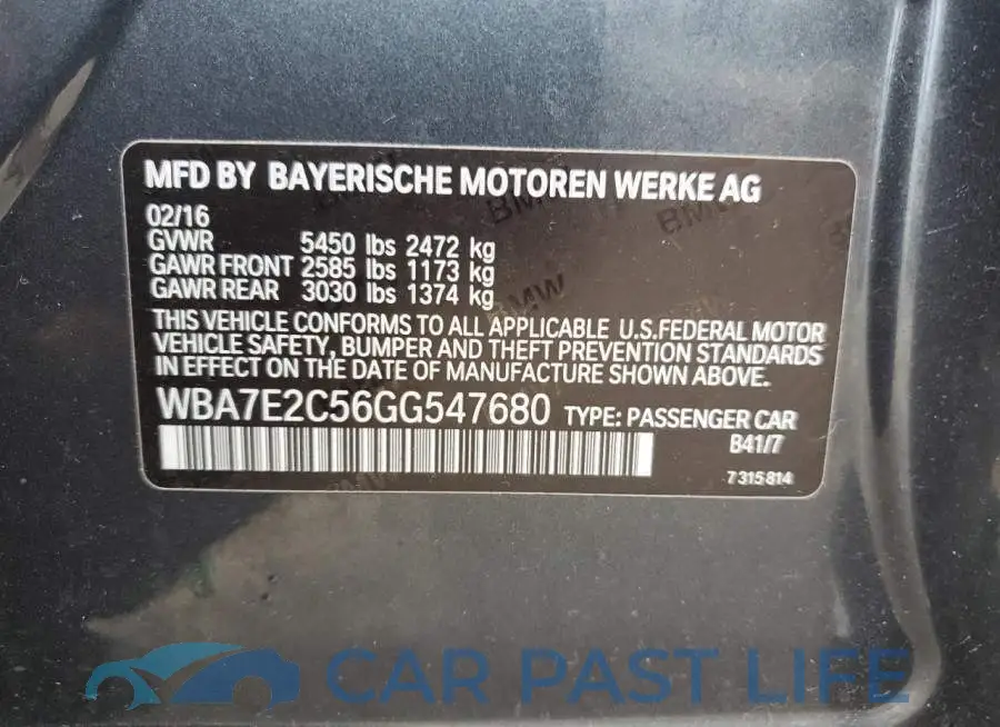 WBA7E2C56GG547680# 12