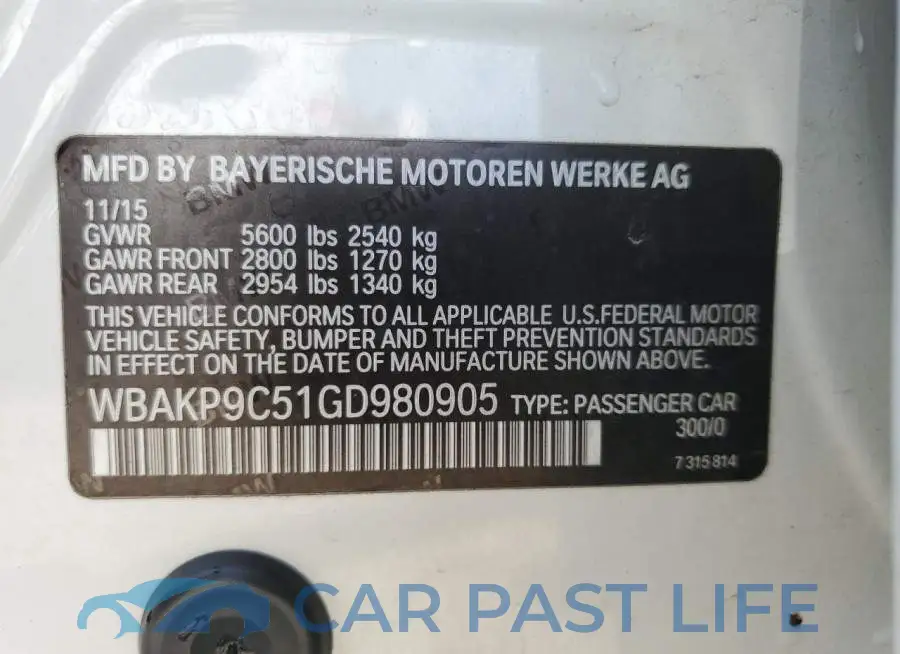 WBAKP9C51GD980905# 12