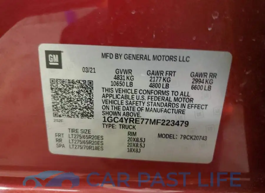1GC4YRE77MF223479# 13