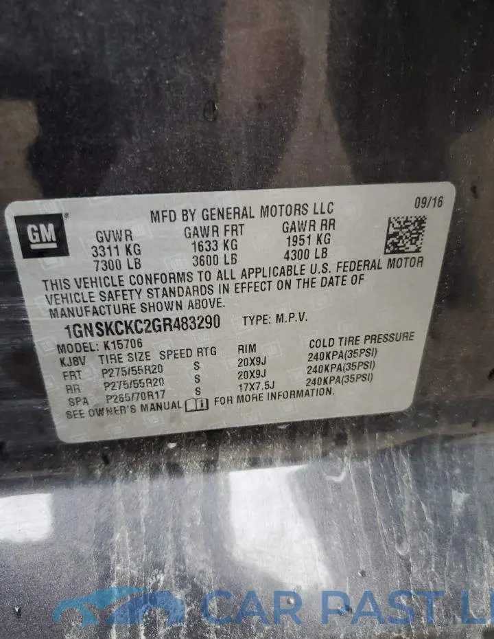 1GNSKCKC2GR483290# 13