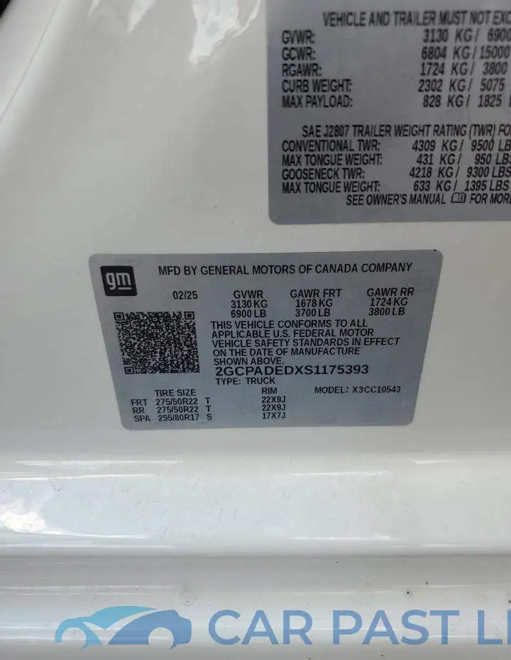 2GCPADEDXS1175393# 12