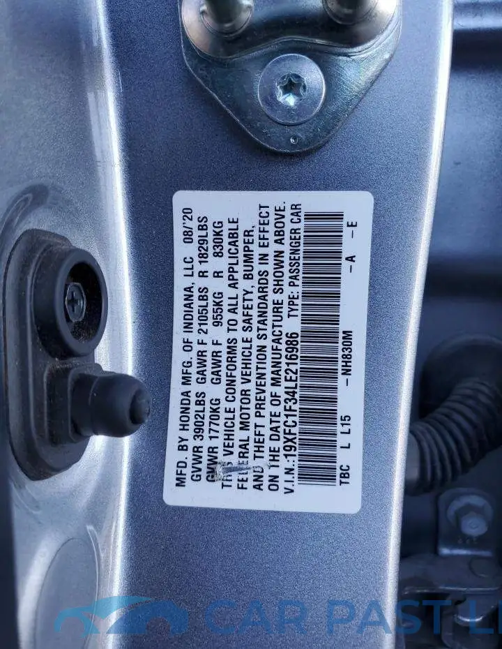 19XFC1F34LE216986# 12