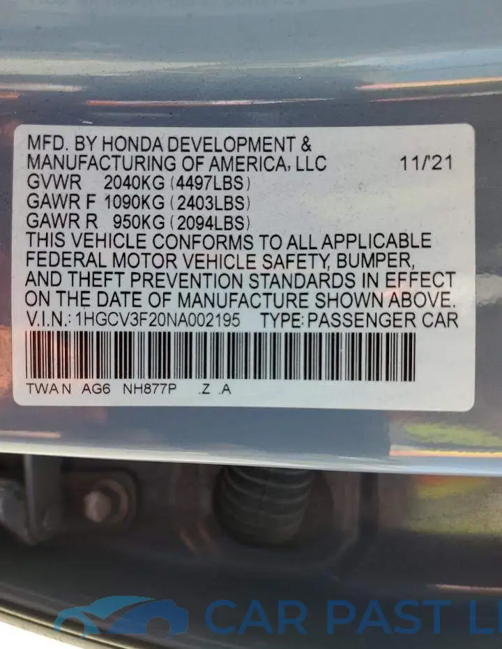1HGCV3F20NA002195# 13