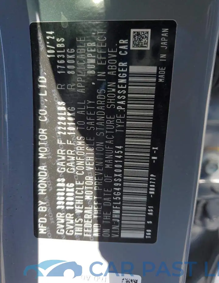 JHMFL5G49SX001454# 12