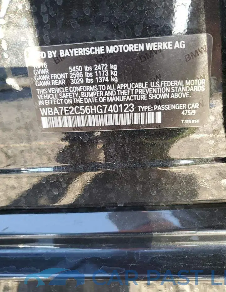 WBA7E2C56HG740123# 12