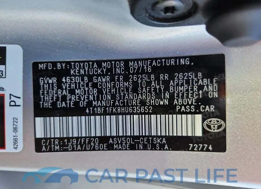 4T1BF1FK8HU635652# 13