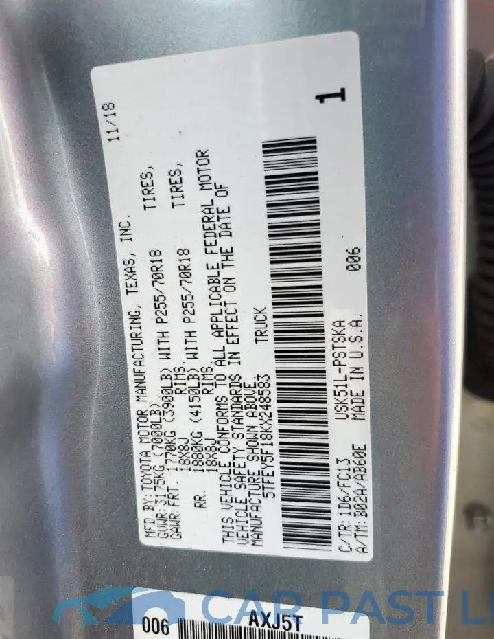 5TFEY5F18KX248583# 12