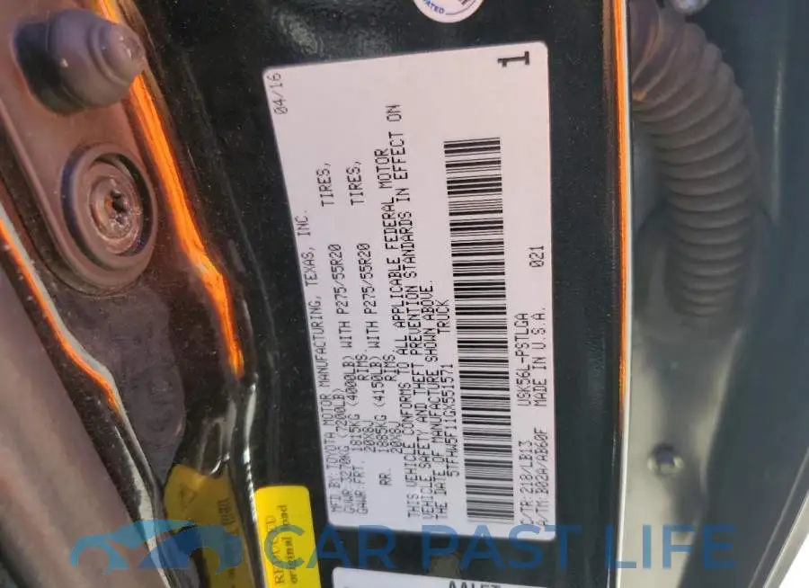 5TFHW5F11GX551571# 12