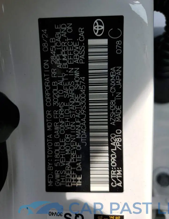 JTDACAAJ9S3004574# 13