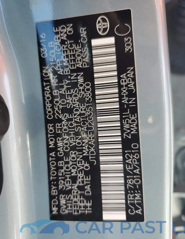 JTDKARFU2G3513800# 13