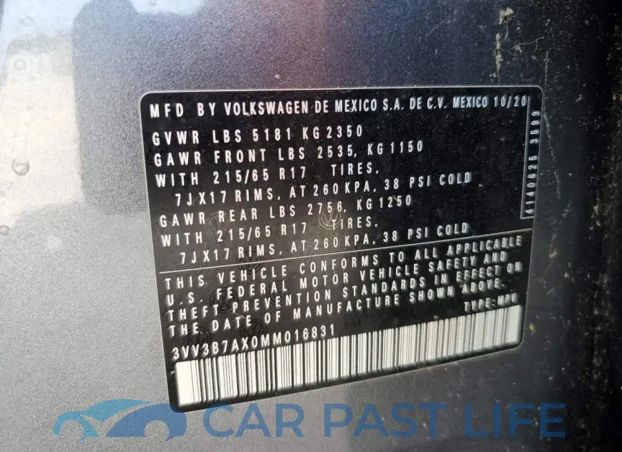 3VV3B7AX0MM016831# 13